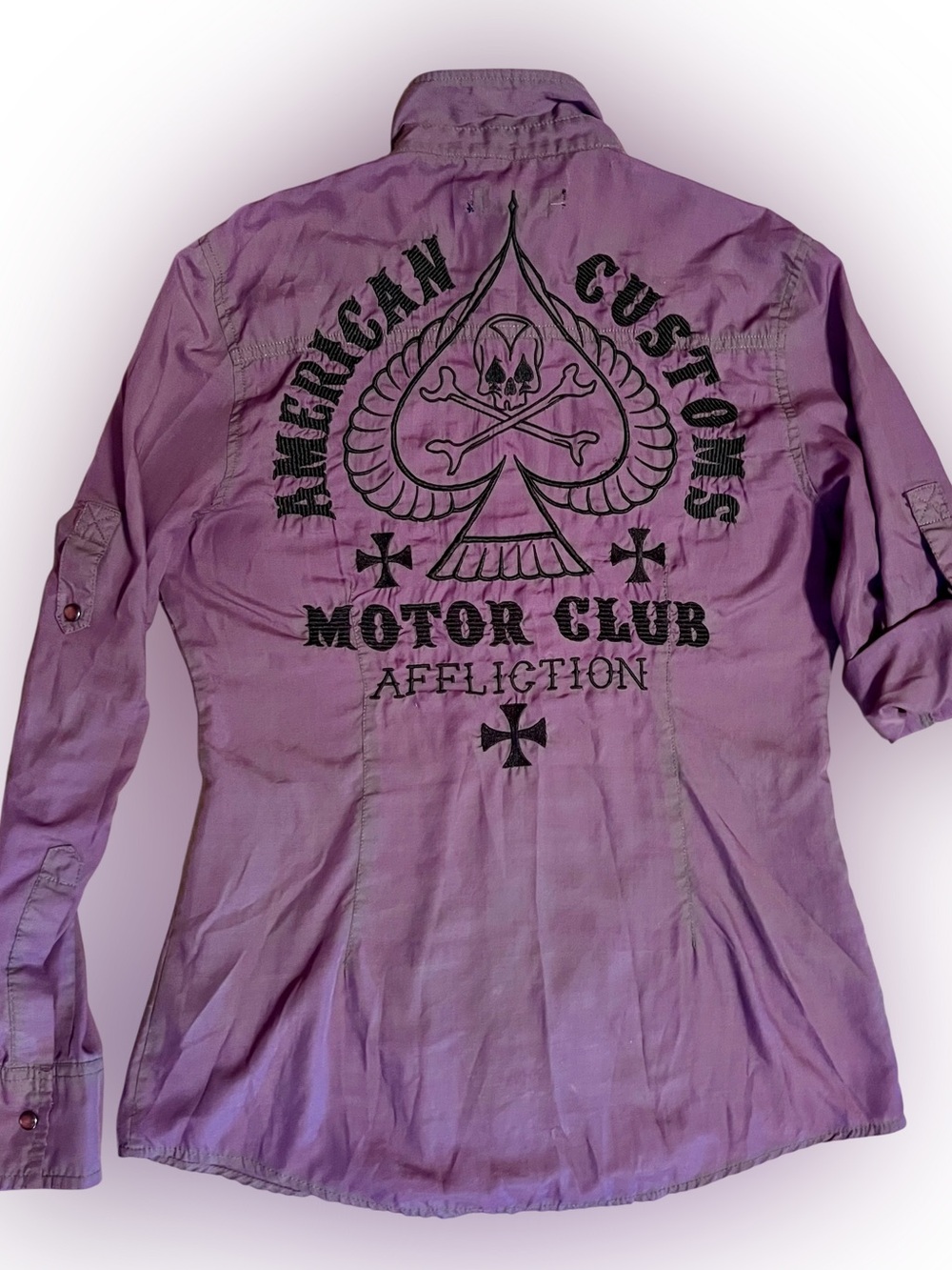 Affliction Purple Button-Down Shirt with Chest Patches